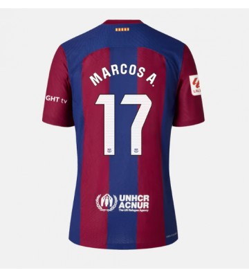 Barcelona Marcos Alonso #17 Replica Home Stadium Shirt for Women 2023-24 Short Sleeve